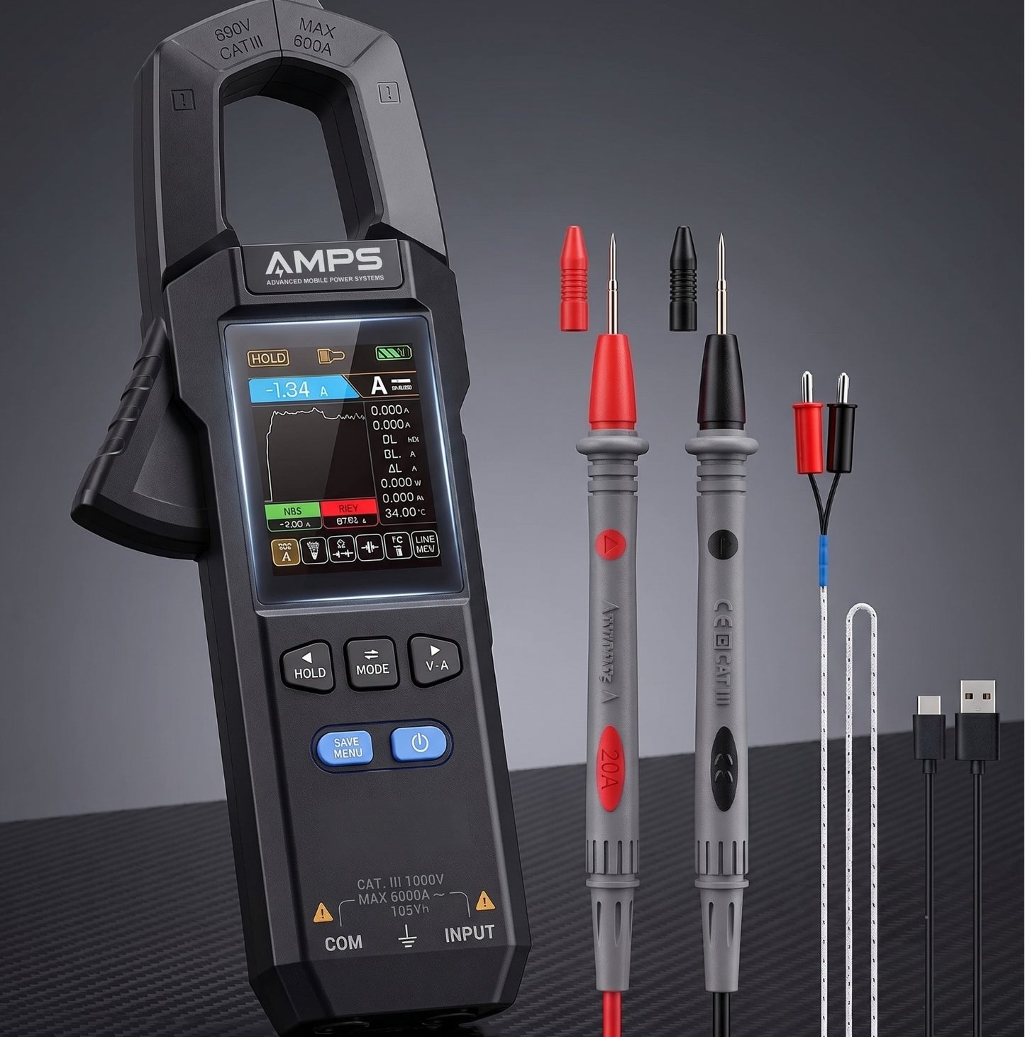 Smart Multimeter | Voltmeter | Clampmeter USB-C