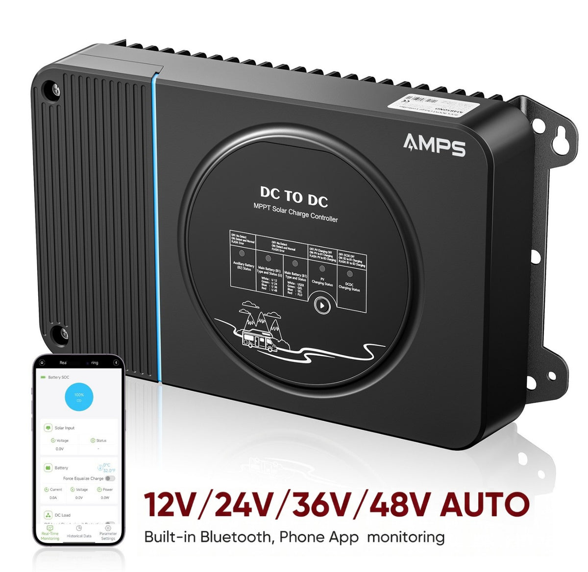 AMPS 50A  Bidirectional DC DC charger 12V-48V | 12V-48V w/ Solar Charge Controller